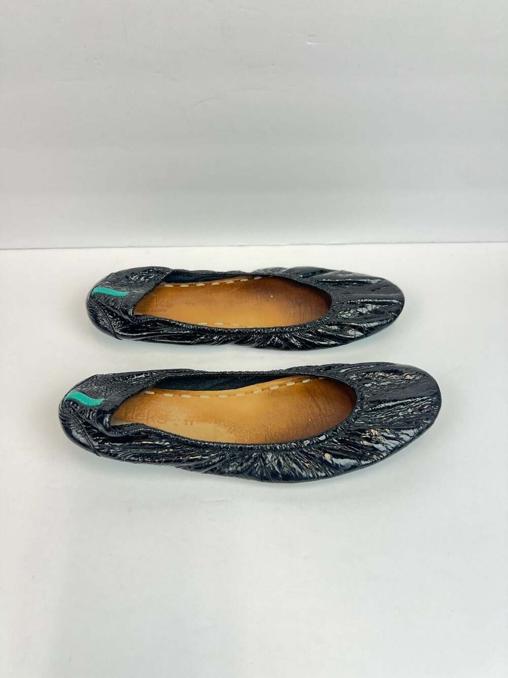 Tieks Black Patent Crinkle Leather Ballet Flats Size 11